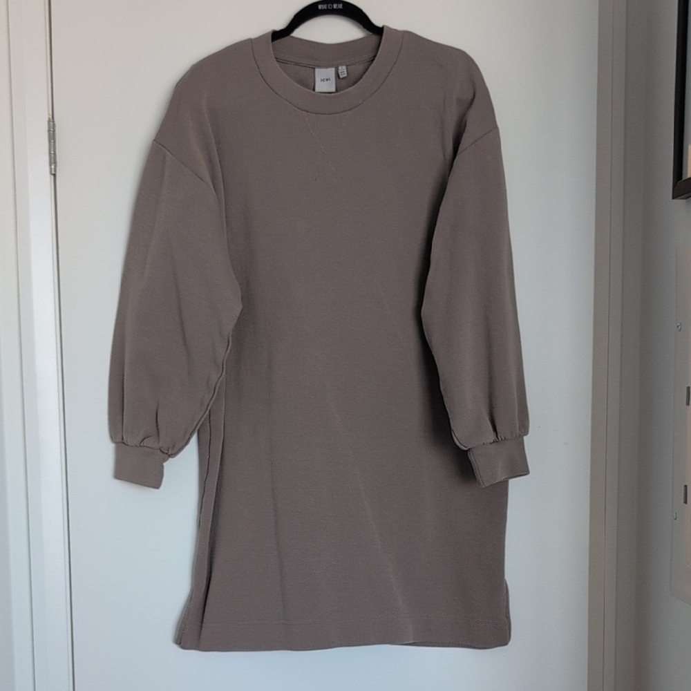 ICHI Taupe Sweatshirt Dress